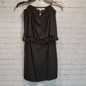 Trina Turk black strapless popover sheath dress NWT